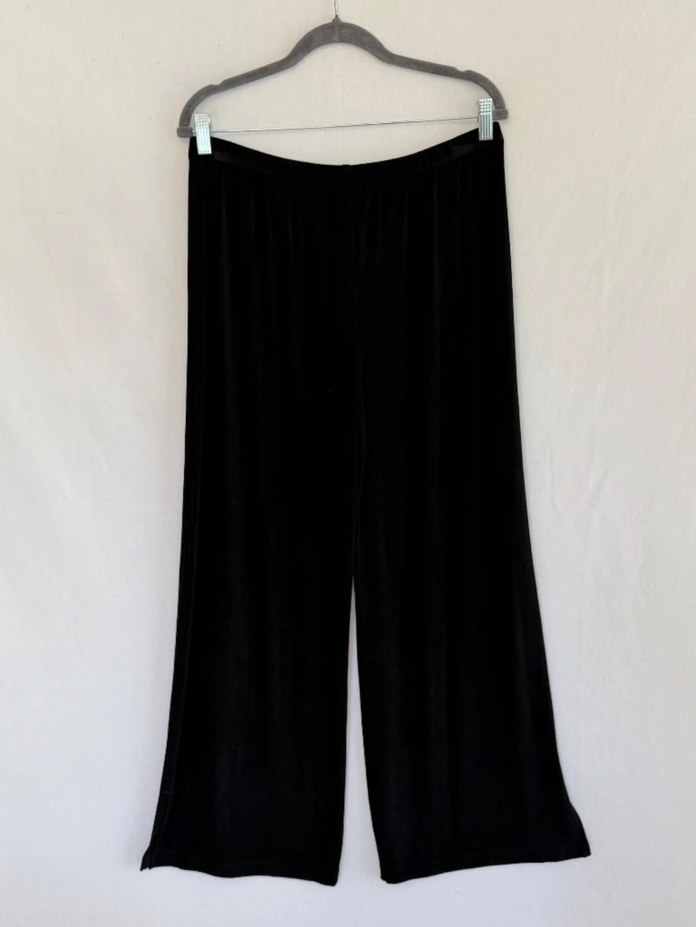 CHICO’S TRAVELERS Women’s 2 US Large Black Slinky Pull On Wide Leg Palazzo Pants
